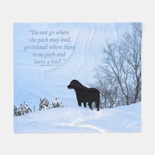 Leave a Trail 2 _ Inspirational Quote _ Black Lab Fleece Blanket