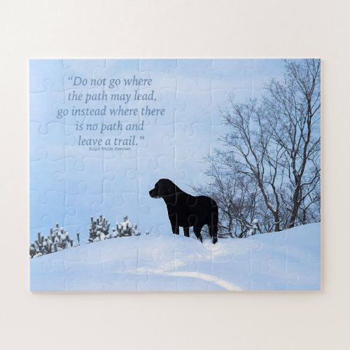 Leave a Trail 2 _ Inspirational Quote _ Black Lab Jigsaw Puzzle