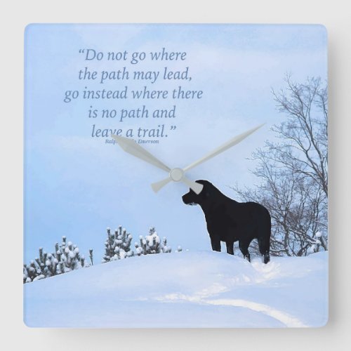 Leave a Trail 2 _ Inspirational Quote _ Black Lab Square Wall Clock