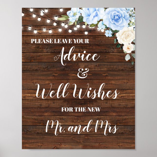 Leave Advice & well Wishes Wood Country Chic Sign (Front)