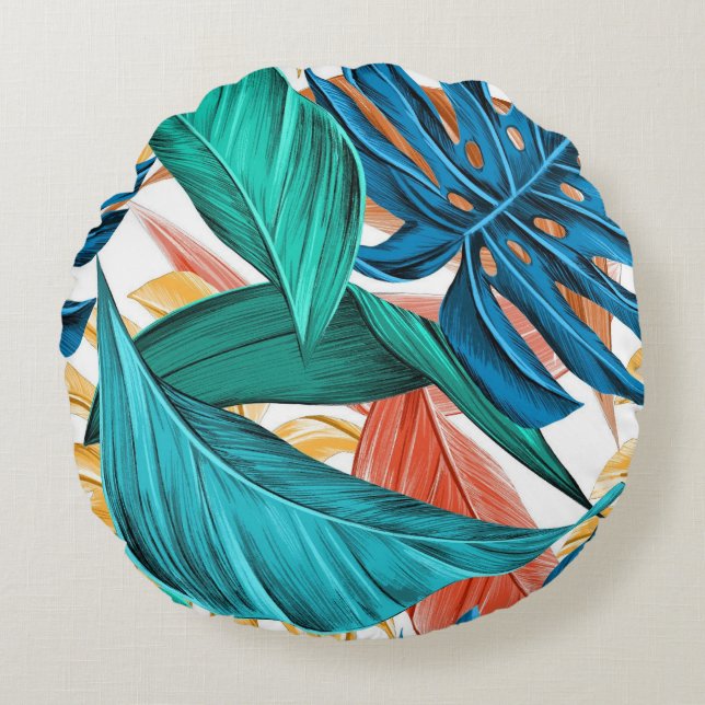 Leave design Round Pillow (Front)