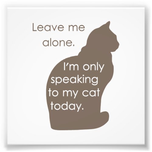 Leave Me Alone Im Only Speaking To My Cat Today Photo Print