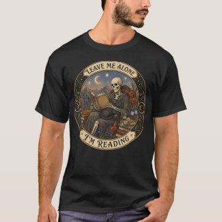 Leave Me Alone I'M Reading Skeleton Black Cat T-Shirt