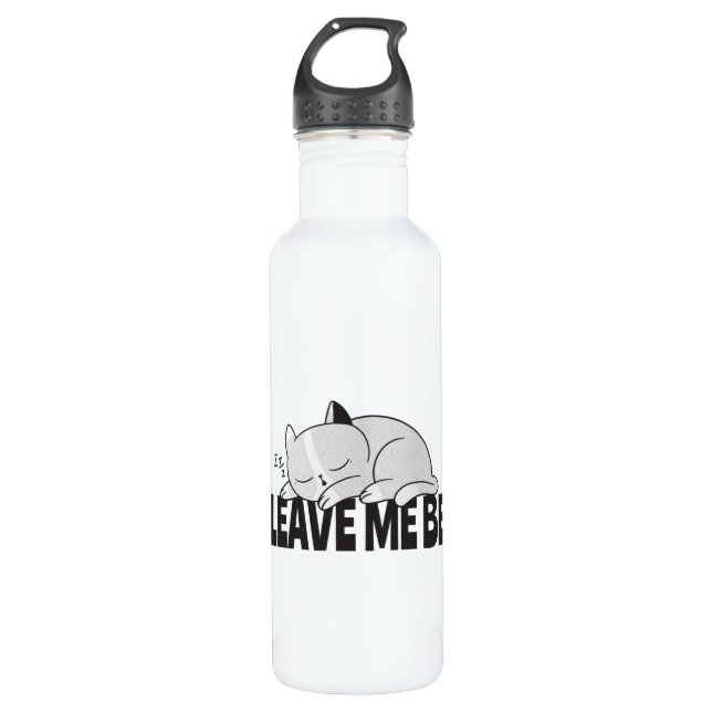 Leave me be Lazy sleeping cat Stainless Steel Water Bottle (Front)