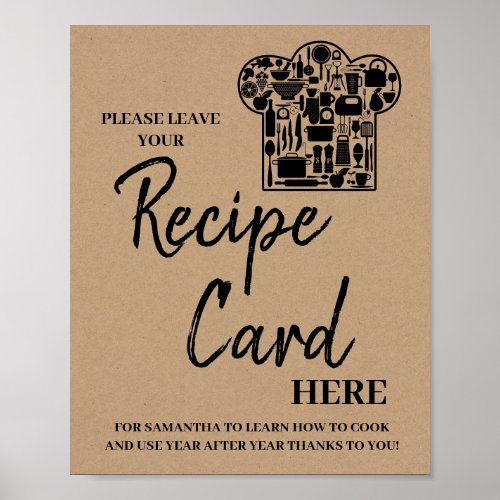 Leave recipe card here bridal shower sign