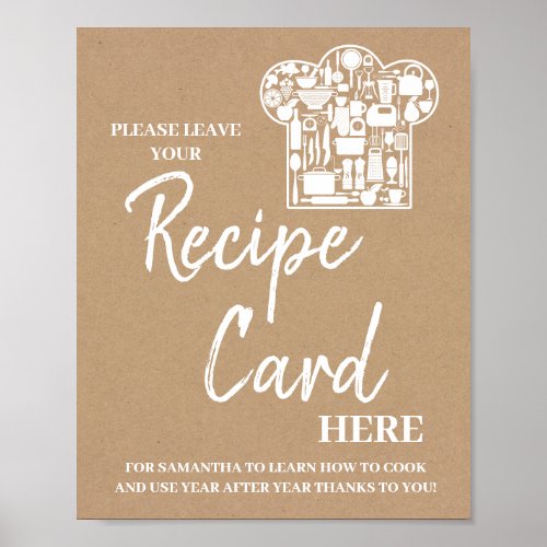 Leave recipe card here bridal shower sign