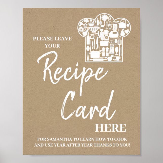 Leave recipe card here bridal shower sign (Front)