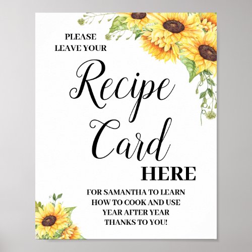 Leave recipe card here bridal shower sign