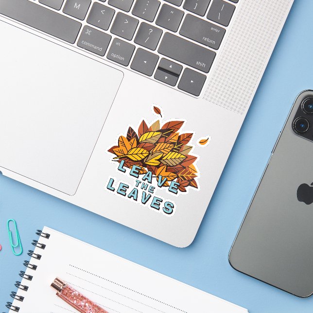 Leave The Leaves Fallen Leaf Sticker (Laptop w/ iPhone)