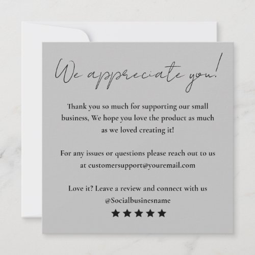 Leave Us A Review Customer Feedback Thank You Card