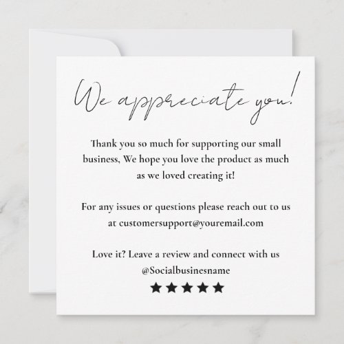 Leave Us A Review Customer Feedback Thank You Card