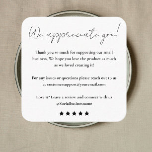 Leave Us A Review Customer Feedback Thank You Square Business Card