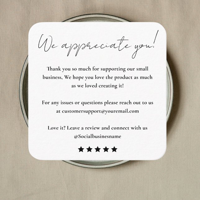 Leave Us A Review | Customer Feedback | Thank You Square Business Card (Creator Uploaded)