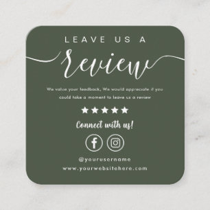 Leave Us A Review Facebook Instagram Forest Green Square Business Card