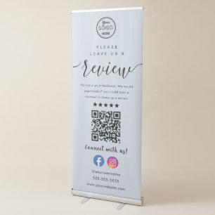 Leave Us A Review Facebook Instagram Logo Modern Retractable Banner