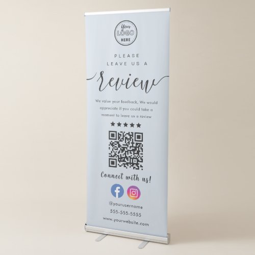 Leave Us A Review Facebook Instagram Logo Modern Retractable Banner