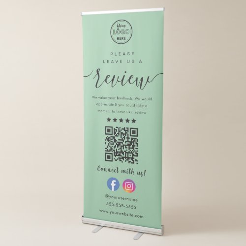 Leave Us A Review Facebook Instagram Logo Modern Retractable Banner
