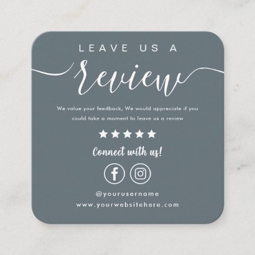 Leave Us A Review Facebook Instagram Logo Navy Square Business Card