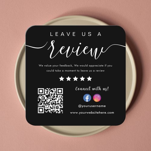 Leave Us A Review Facebook Instagram Logo Qr Code Enclosure Card