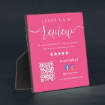 Leave Us A Review Facebook Instagram Logo Qr Code Plaque<br><div class="desc">Leave Us A Review Facebook Instagram Logo Qr Code Hot Pink</div>
