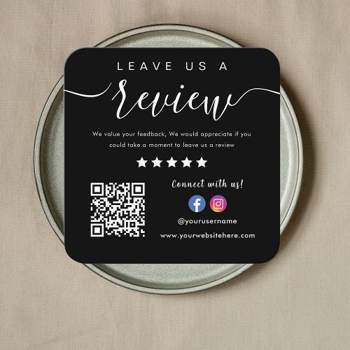 Leave Us A Review Facebook Instagram Logo Qr Code Square Business Card