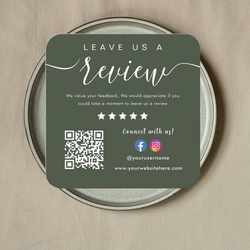 Leave Us A Review Facebook Instagram Logo Qr Code Square Business Card
