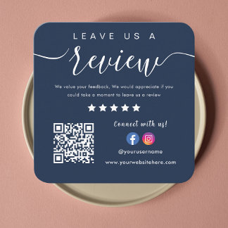 Leave Us A Review Facebook Instagram Logo Qr Code Square Business Card