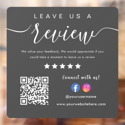 Leave Us A Review Facebook Instagram Logo Qr Code Window Cling