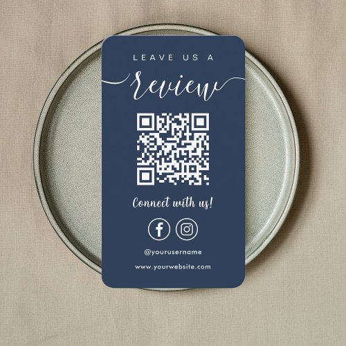 Leave Us A Review Facebook Instagram Qr Code Navy Business Card