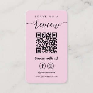Leave Us A Review Facebook Instagram Qr Code Pink Business Card