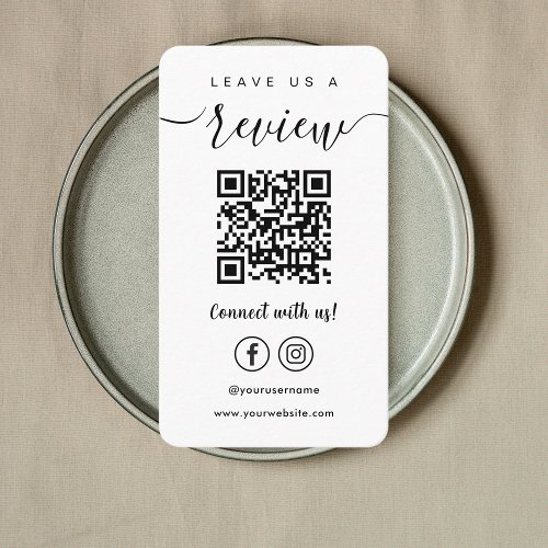 Leave Us A Review Facebook Instagram Qr Code White Business Card