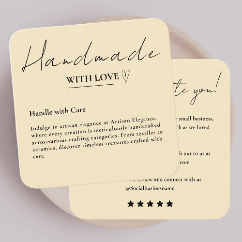 Leave Us A Review Handmade With Love Groovy Square Business Card