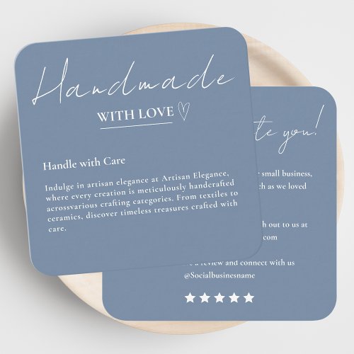Leave Us A Review Handmade With Love Periwinkle Square Business Card