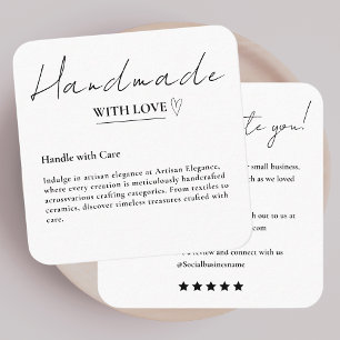 Leave Us A Review Handmade With Love White Square Business Card