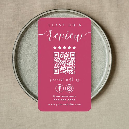 Leave Us A Review Instagram Facebook Hot Pink Business Card