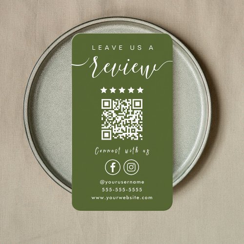 Leave Us A Review Instagram Facebook Moss Green Business Card