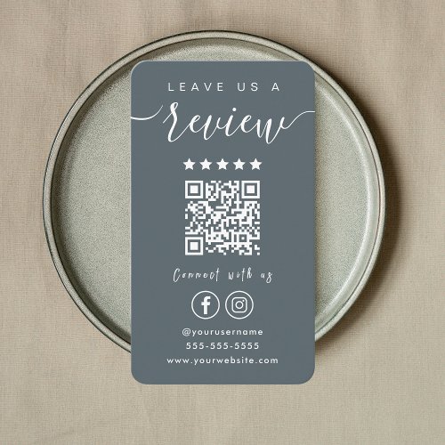 Leave Us A Review Instagram Facebook Navy Qr Code Business Card