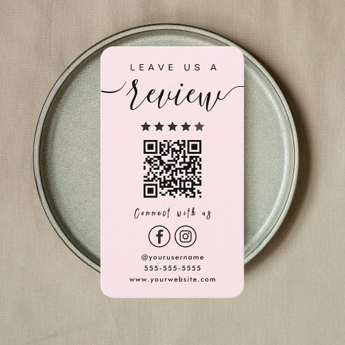 Leave Us A Review Instagram Facebook QR Code Blush Business Card