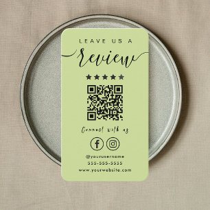 Leave Us A Review Instagram Facebook QR Code Green Business Card