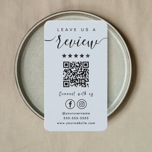 Leave Us A Review Instagram Facebook QR Code Navy Business Card