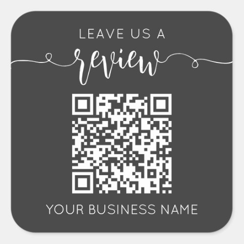 Leave Us A Review Qr Code Gray Chic Modern Minimal Square Sticker