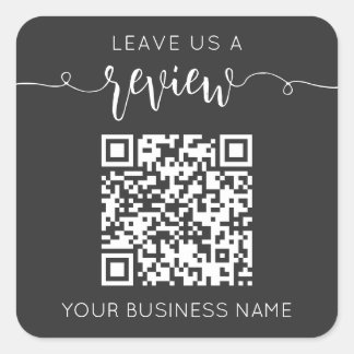 Leave Us A Review Qr Code Gray Chic Modern Minimal Square Sticker