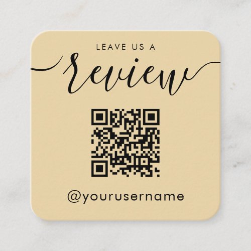 Leave Us A Review QR Code Groovy Instagram Hashtag Square Business Card