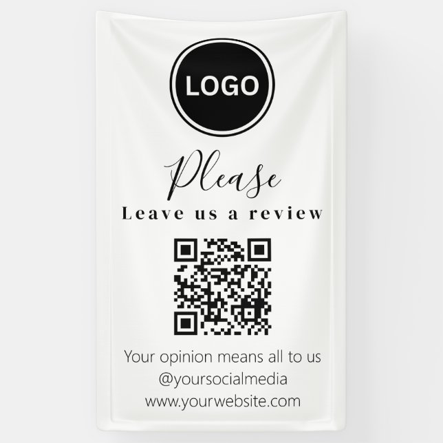 Leave us a review | QR code Modern Business Card Banner (Vertical)