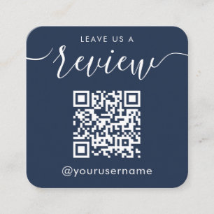 Leave Us A Review QR Code Navy Instagram Hashtag Enclosure Card
