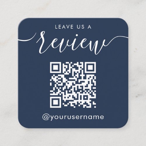 Leave Us A Review QR Code Navy Instagram Hashtag Enclosure Card