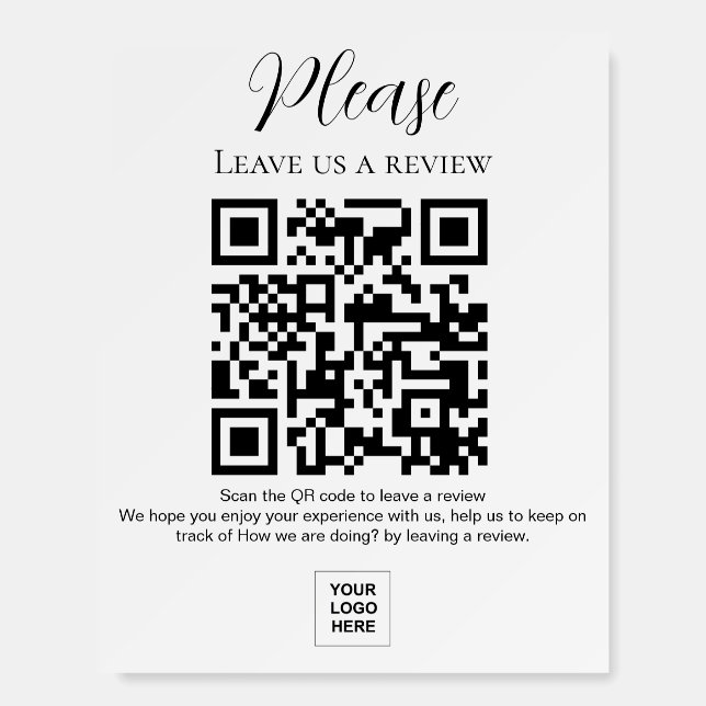 Leave us a review QR code Pedestal Sign (Front)