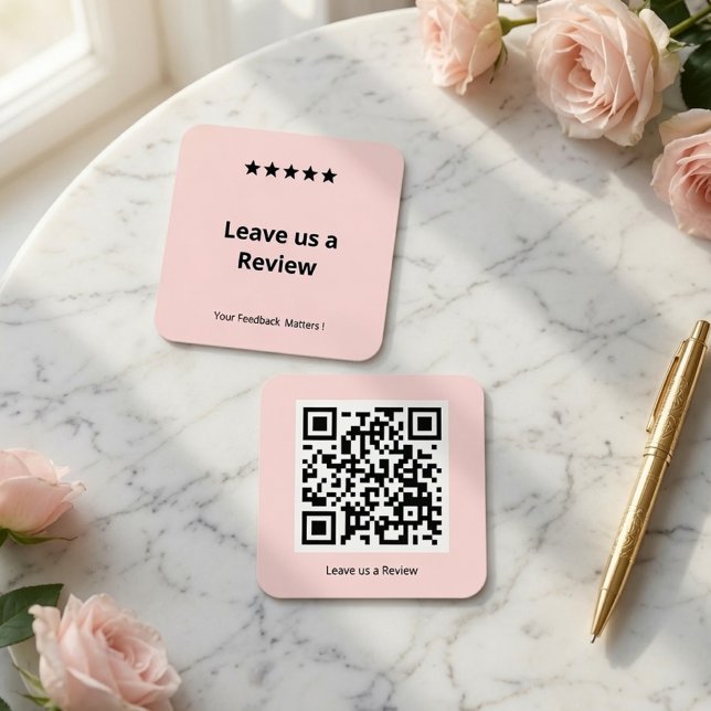 Leave Us a Review QR Code Personalized  Square Business Card (Creator Uploaded)
