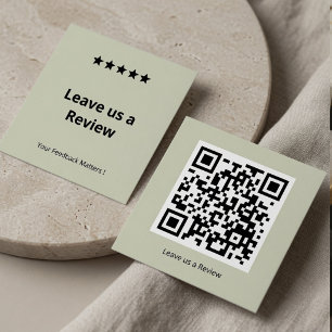 Leave Us a Review QR Code Personalized  Square Business Card
