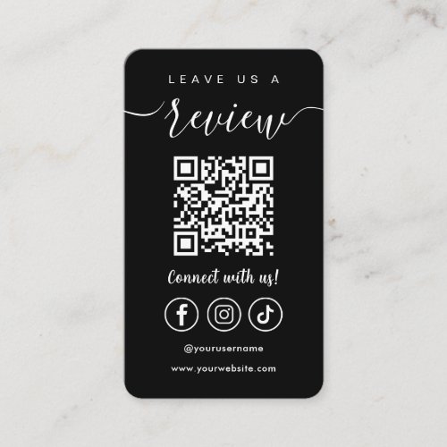 Leave Us A Review Qr Code Social Media Logo Black Business Card